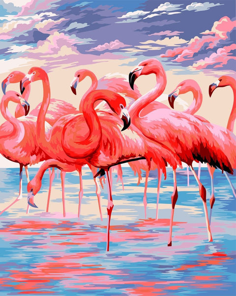 Wizardi Painting by Numbers Kit Pink Lake 40x50 cm H112