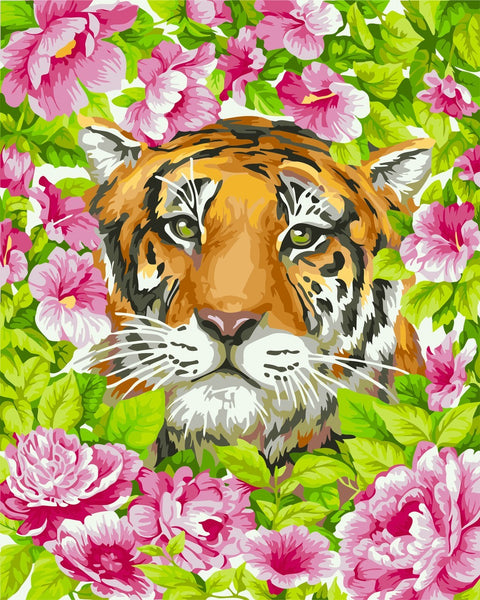 Wizardi Painting by Numbers Kit Romantic Tiger 40x50 cm H099