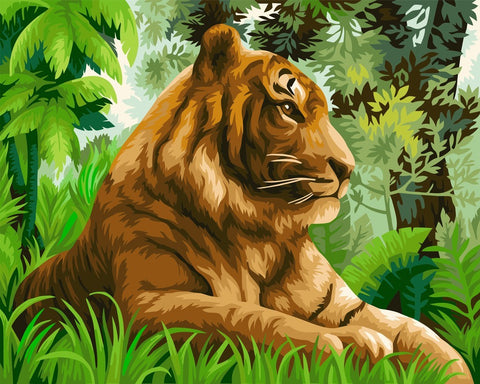 Wizardi Painting by Numbers Kit Tiger in the Jungle 40x50 cm H110