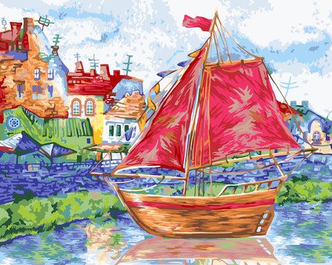 Wizardi Painting by Numbers Kit To New Shores 40x50 cm A098