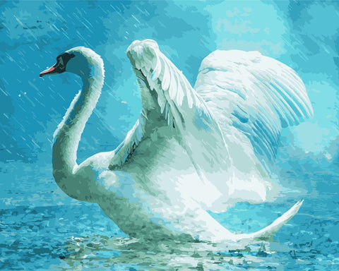 Wizardi Painting by Numbers Kit White Swan 40x50 cm H002