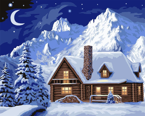 Wizardi Painting by Numbers Kit Winter Comfort 40x50 cm A102