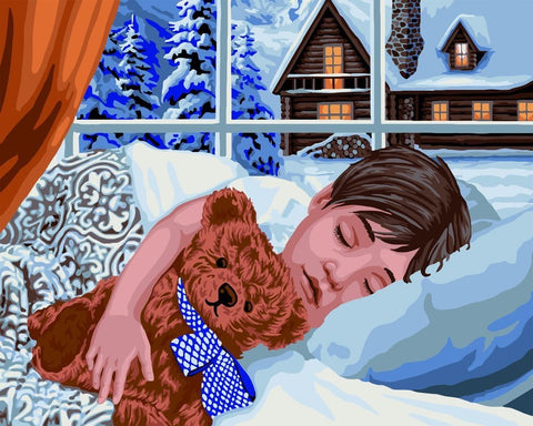 Wizardi Painting by Numbers Kit Winter Sleep 40x50 cm L032