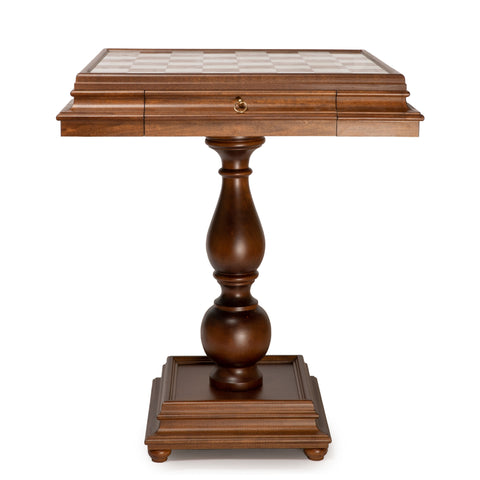 Wooden Chess Table with Beautiful Alabaster Top. Made In Italy