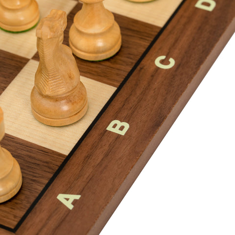 Wooden Chess with Chessboard made from Walnut/Maple.With letters and numbers.