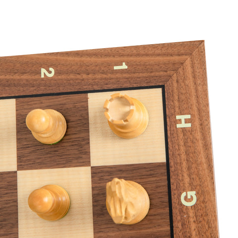 Wooden Chess with Chessboard made from Walnut/Maple.With letters and numbers.