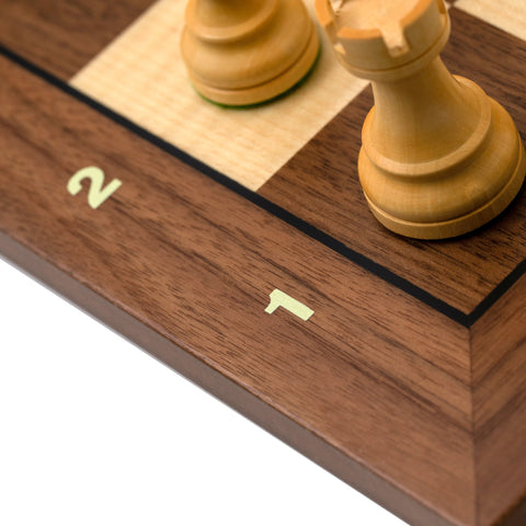 Wooden Chess with Chessboard made from Walnut/Maple.With letters and numbers.