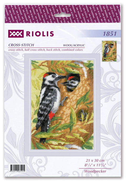 Woodpecker cross stitch kit by RIOLIS Ref. no.: 1851