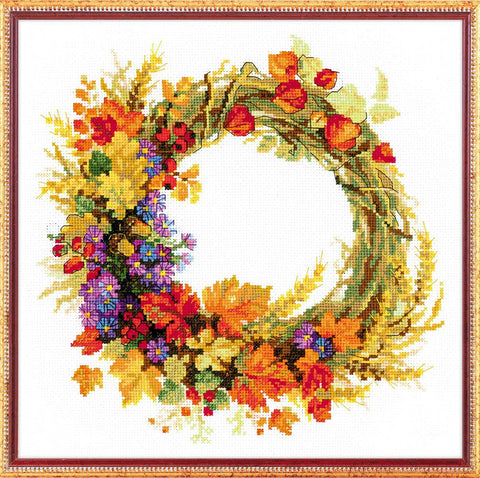 Wreath with Wheat - Cross Stitch Kit from RIOLIS Ref. no.:1537