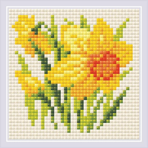 Yellow Narcissus diamond mosaic kit by RIOLIS Ref. no.: AM0032