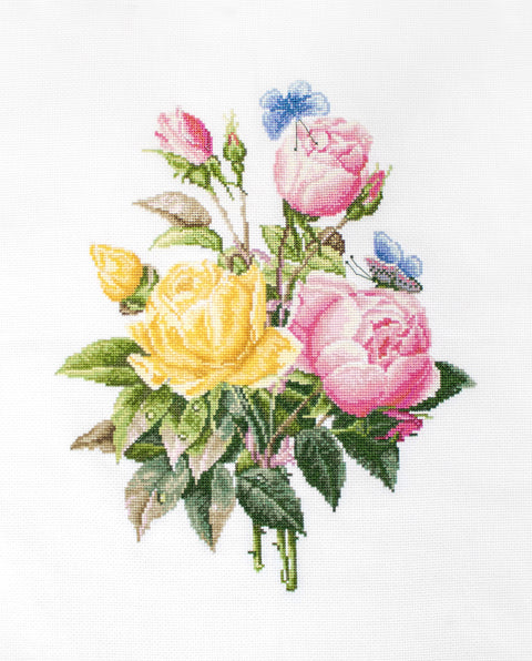 Yellow Roses And Bengal Roses SBU4003 - Cross Stitch Kit