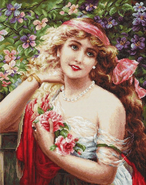 Young Lady with Roses SB549 - Cross Stitch Kit by Luca-s