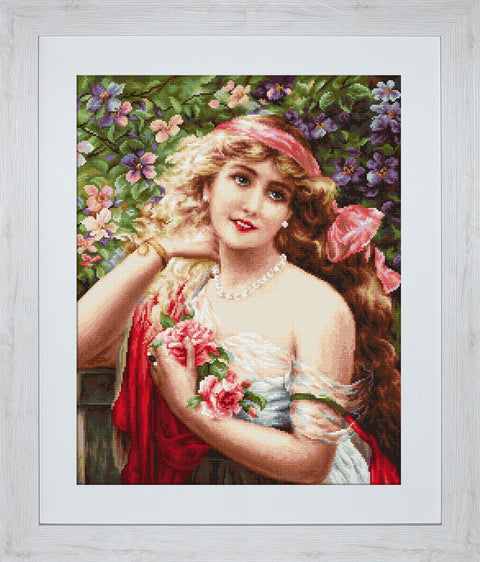 Young Lady with Roses SG549 - Cross Stitch Kit by Luca-s