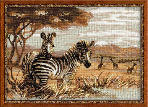 Zebras in the Savannah - Cross Stitch Kit from RIOLIS Ref. no.:1143