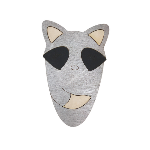Raccoon Scissors Case, 3 mm Plywood Holder for Hairdressing or Sewing Scissors, Kind Fox by Wizardi, 9 x 14.5 cm