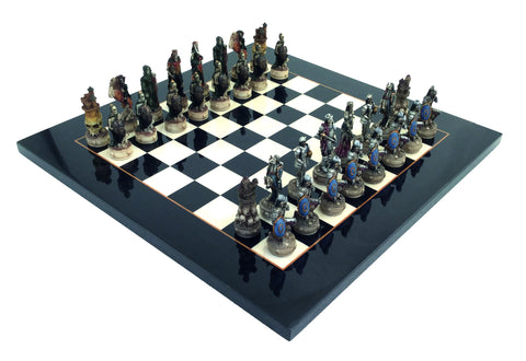 ZOMBIE SET: Handpainted Chess with Briar Erable Wood Chessboard