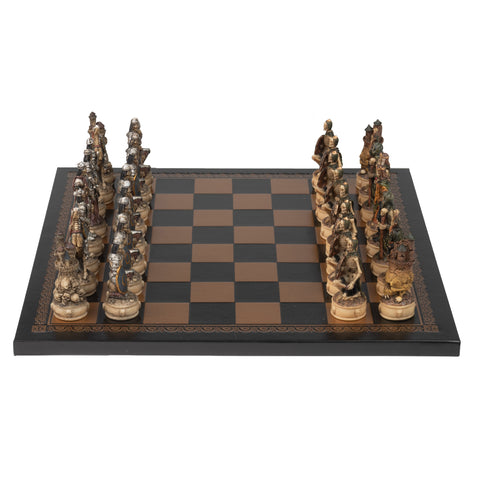 ZOMBIES: Handpainted Chess Set with Leatherlike Chess Board