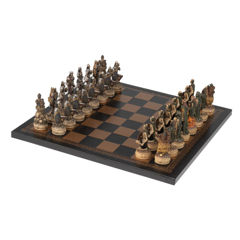 ZOMBIES: Handpainted Chess Set with Leatherlike Chess Board