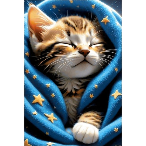 Cat Diamond Painting Kit, Wizardi Purr Purr, 20x30 cm, Multicolor Cat Design, Resin Diamonds and Tools Included