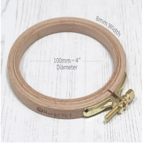 Nurge 10 cm Beech Wood Embroidery Hoop with Metal Screw, Natural Finish for Cross Stitch and Hand Embroidery