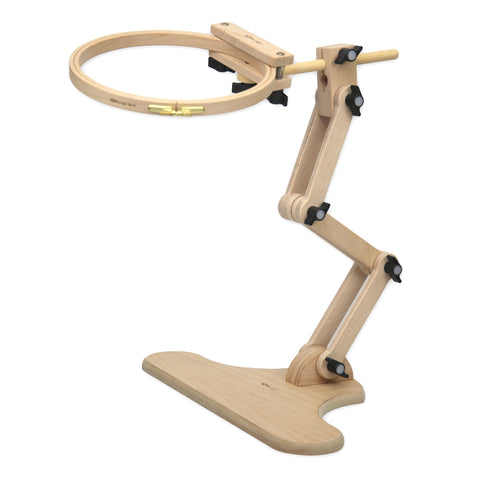 Nurge Adjustable Embroidery Hoop Stand for Table or Chair, Wood and Metal, Natural Wood, Multi-Position Holder